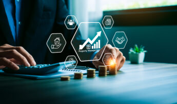 Property management and real estate investment and financial growth Businessman using digital technology and online tools for real estate analysis, Profitable real estate investment strategies